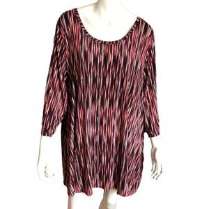 Willi Smith Striped Tunic Top Dress Blouse stretch Size 3X